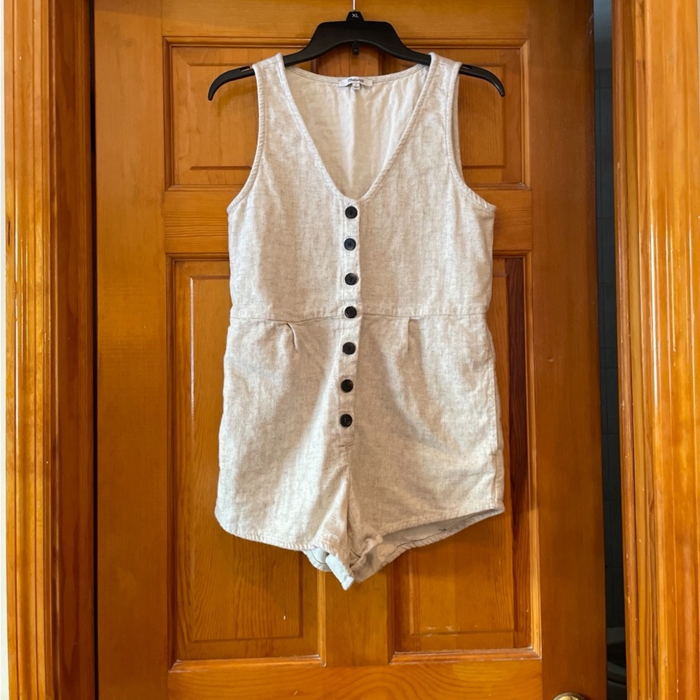 Madewell v-neck button down romper